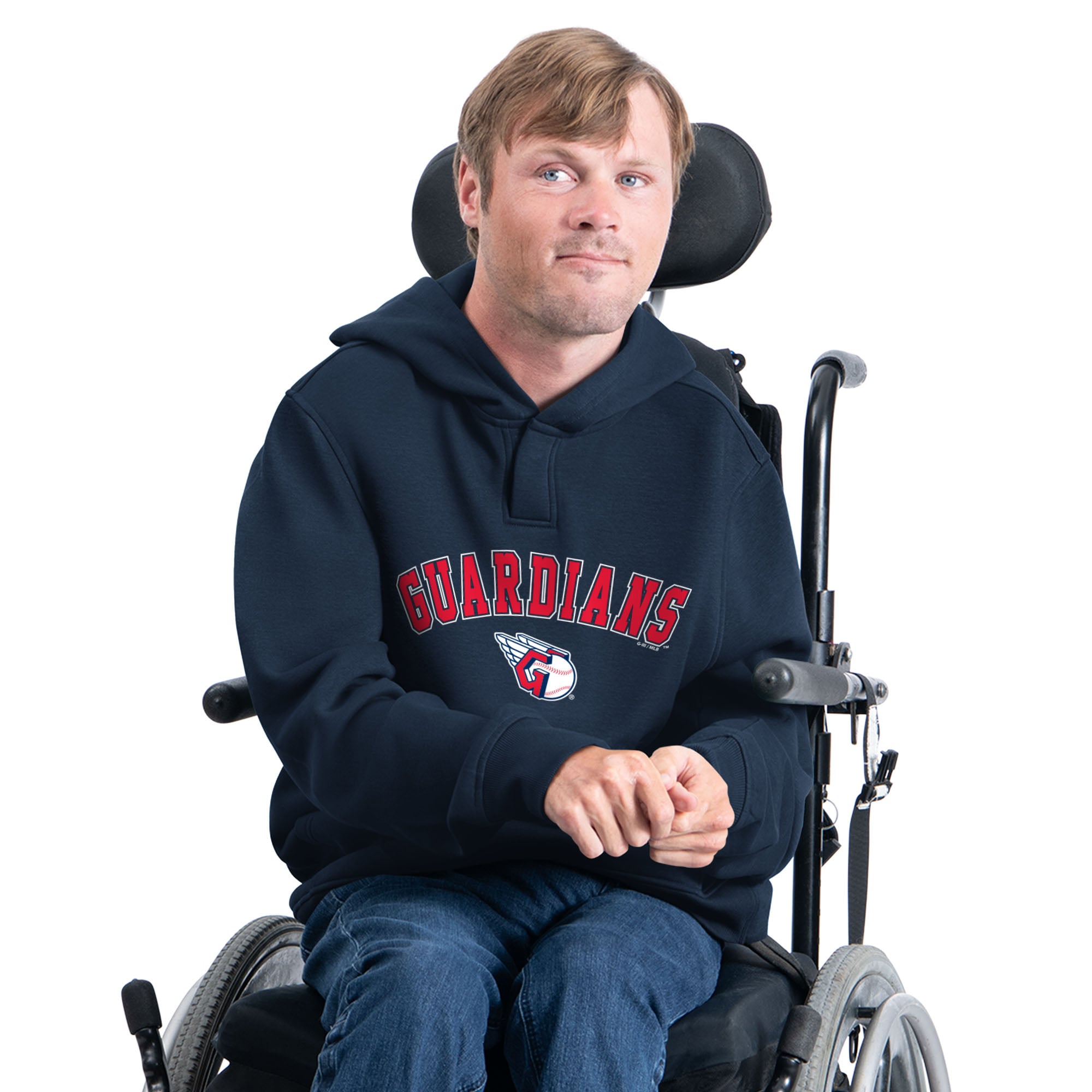 Men's G-III Sports by Carl Banks Navy Cleveland Guardians Adaptive Fan Favorite Fleece Hoodie