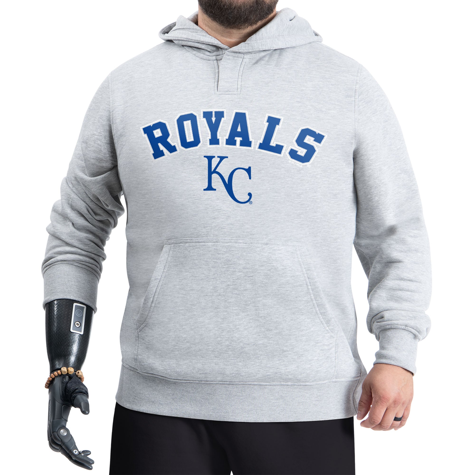 Men's G-III Sports by Carl Banks Gray Kansas City Royals Adaptive Fan Favorite Fleece Hoodie