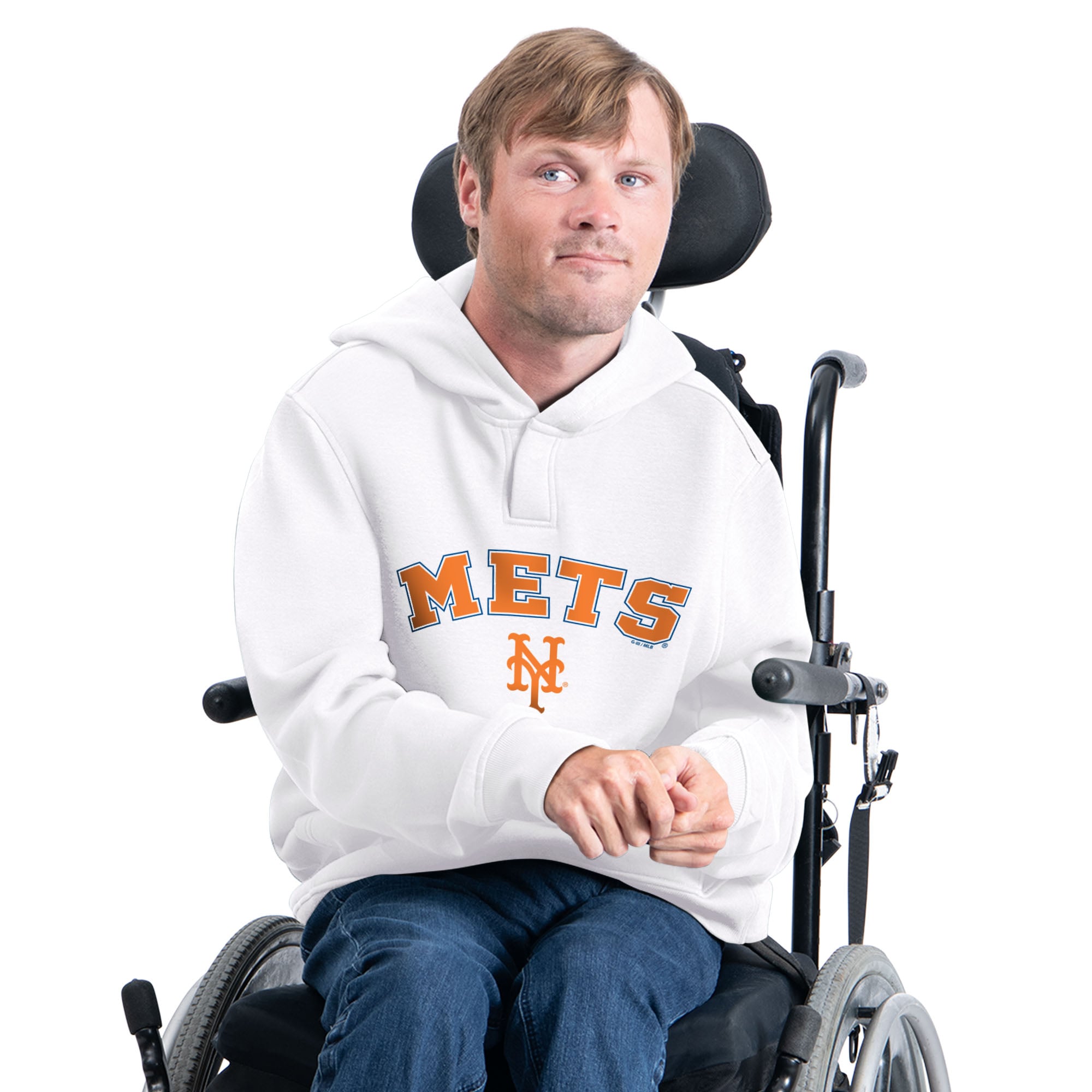 Men's G-III Sports by Carl Banks White New York Mets Adaptive Fan Favorite Fleece Hoodie