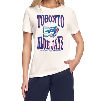 Women's Starter Cream Toronto Blue Jays Anniversary Celebration T-Shirt