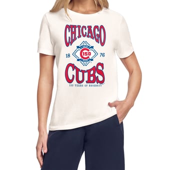 Women's Starter Cream Chicago Cubs Anniversary Celebration T-Shirt