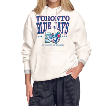 Women's Starter  Cream Toronto Blue Jays Milestone Star Anniversary Fleece Hoodie