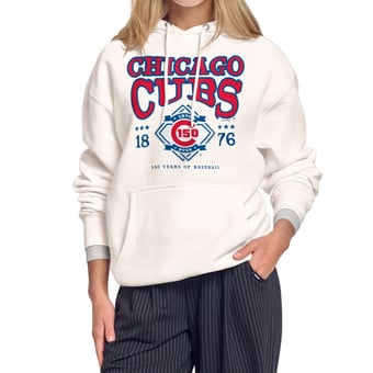 Women's Starter  Cream Chicago Cubs Milestone Star Anniversary Fleece Hoodie