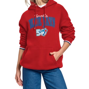 Women's Starter  Red Toronto Blue Jays Anniversary Logo Fleece Hoodie