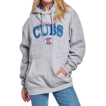 Women's Starter  Gray Chicago Cubs Anniversary Logo Fleece Hoodie