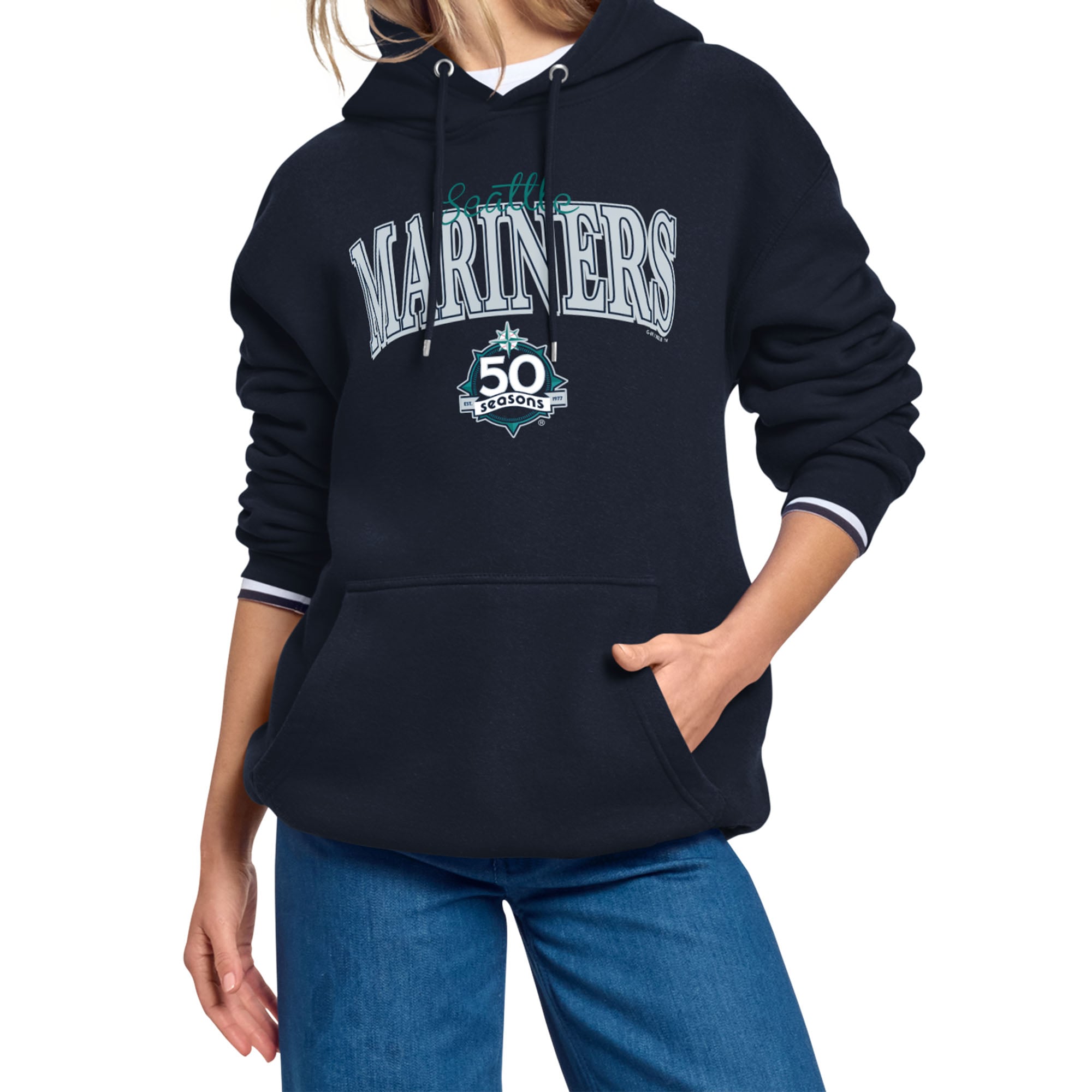Men's Starter Navy Seattle Mariners Anniversary Logo Fleece Hoodie