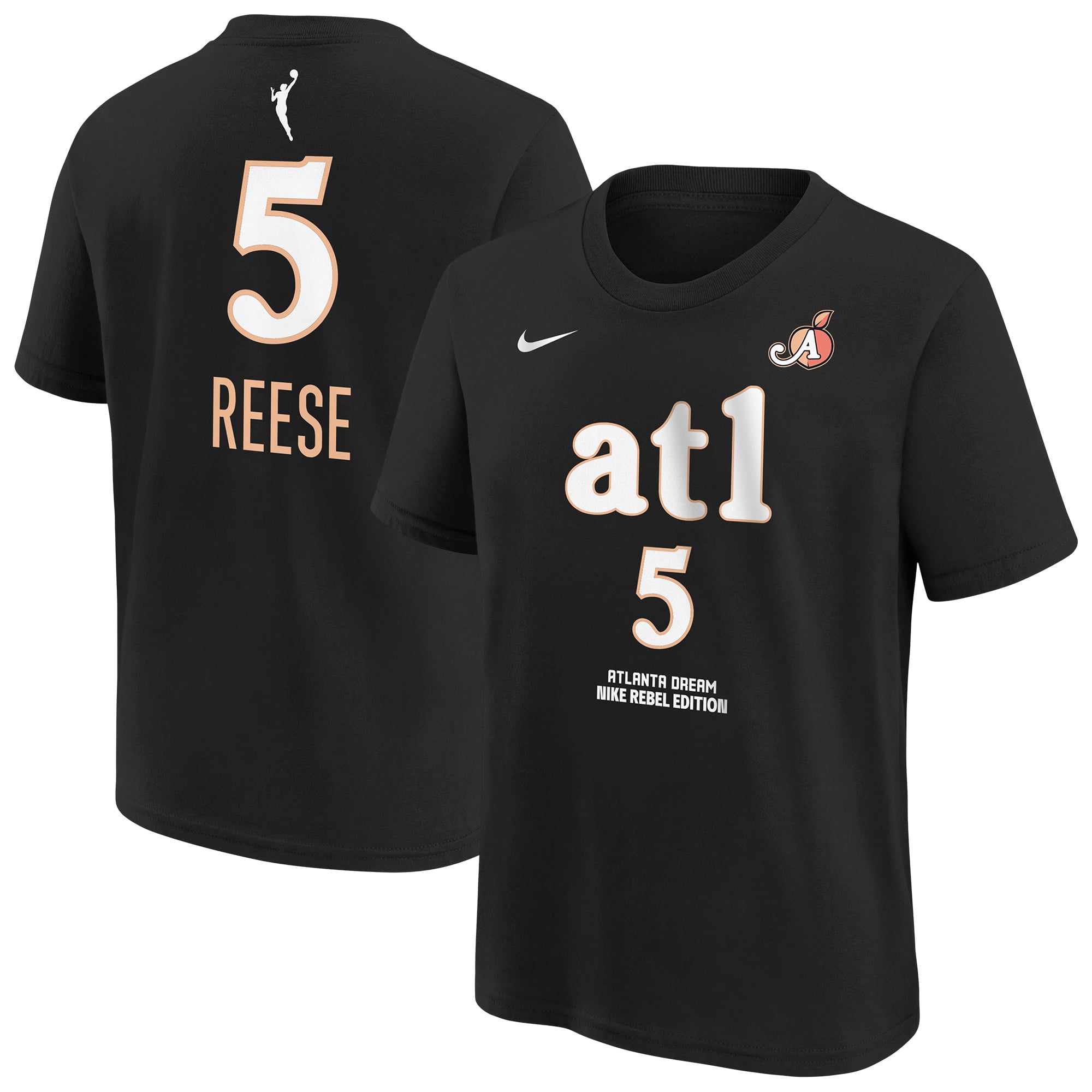 Youth Nike Angel Reese Black Atlanta Dream Rebel Edition Name & Number T-Shirt