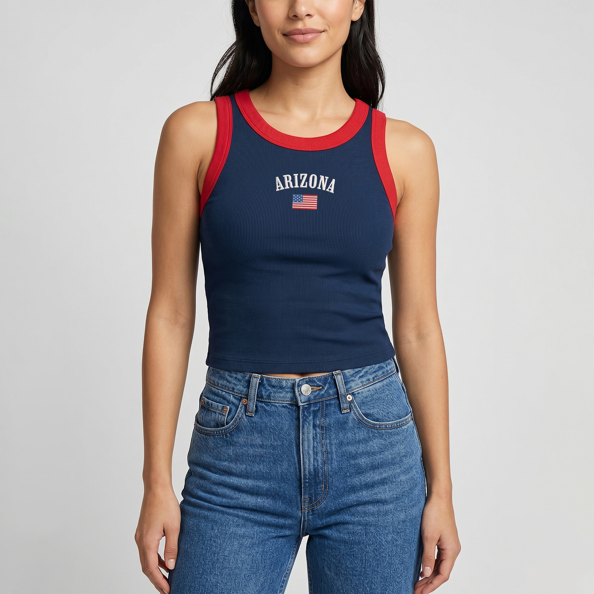 Women's Uscape Apparel Navy/Red Arizona Wildcats Americana Wordmark Ribbed Tank Top