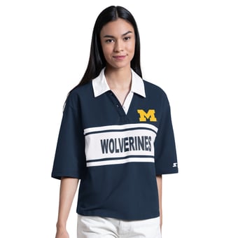Women's Starter Navy Michigan Wolverines Outfielder Polo