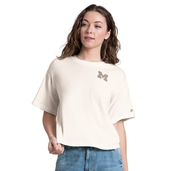 Women's Starter White Michigan Wolverines Advantage Cropped T-Shirt