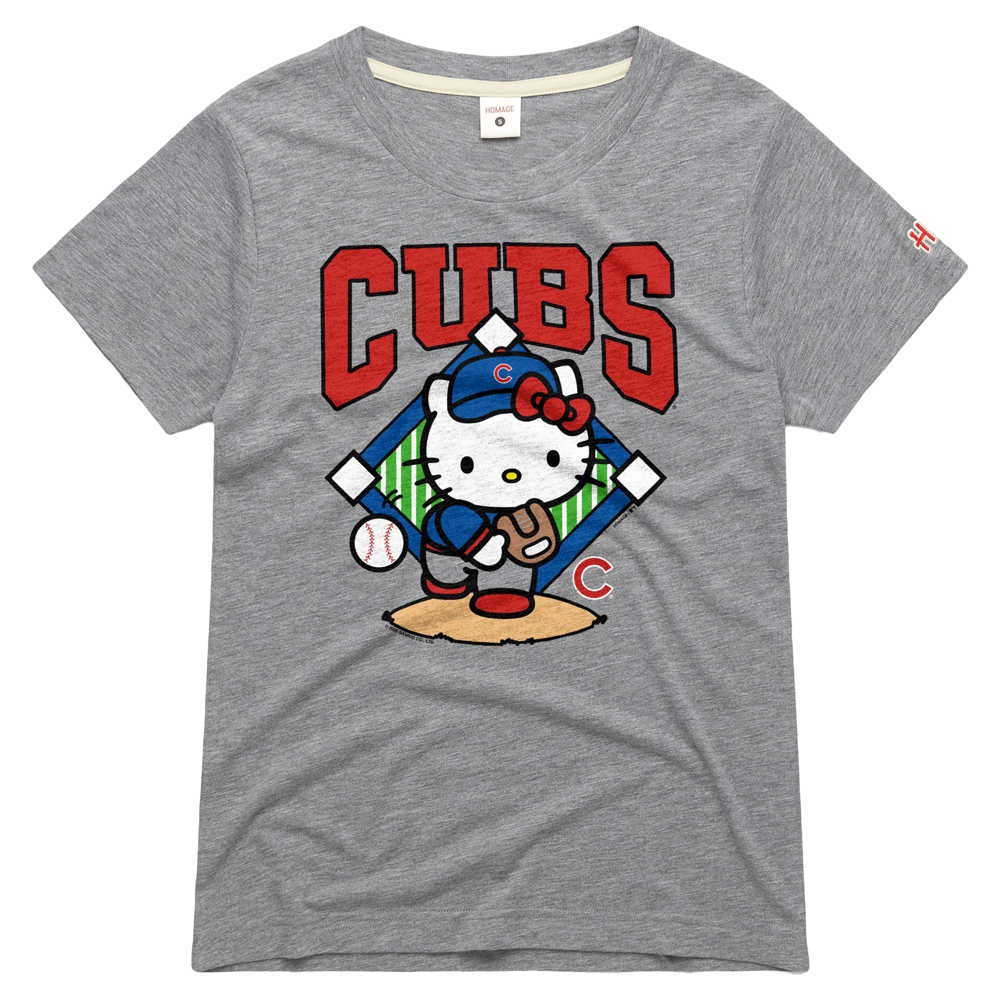 Women's Homage  Gray Chicago Cubs Hello Kitty x MLB Tri-Blend T-Shirt