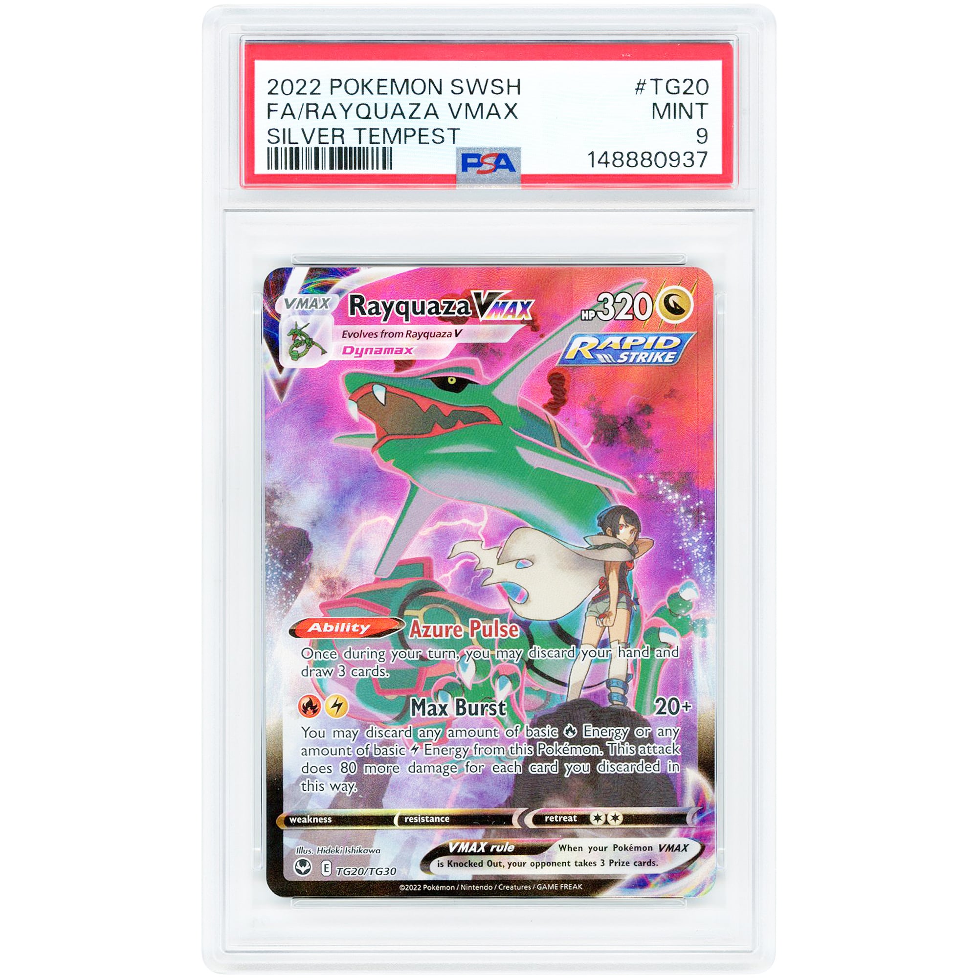Rayquaza VMAX 2022 Pokemon Sword & Shield Silver Tempest Trainer Gallery Full Art #TG20 PSA Authenticated 9 Card