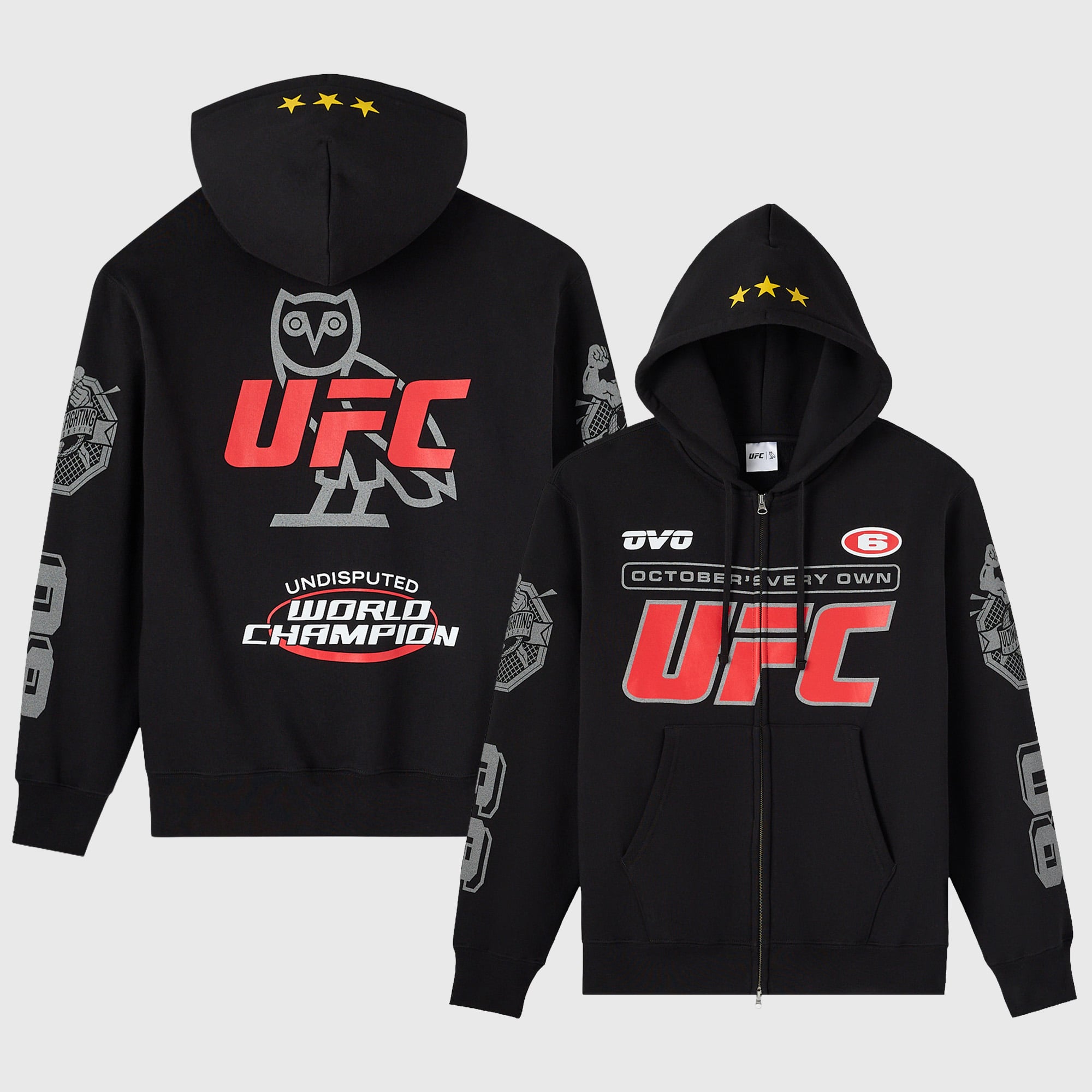 Men's OVO x UFC Black Full-Zip Hoodie