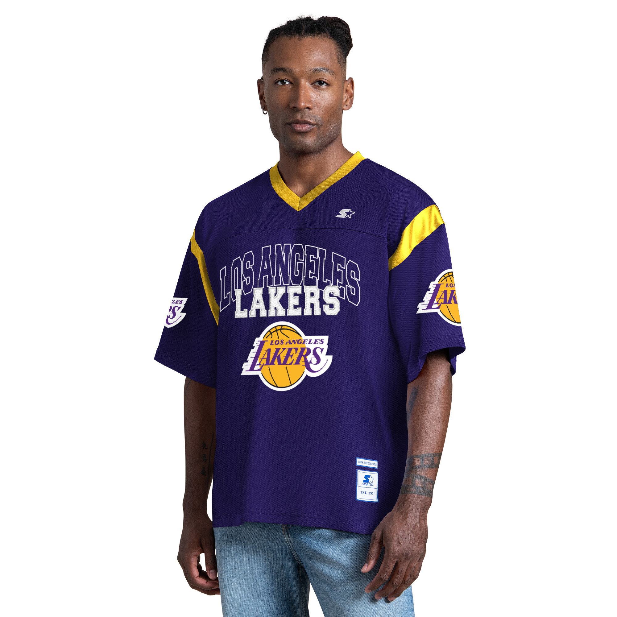 Men's Starter Purple Los Angeles Lakers Game Day V-Neck T-Shirt