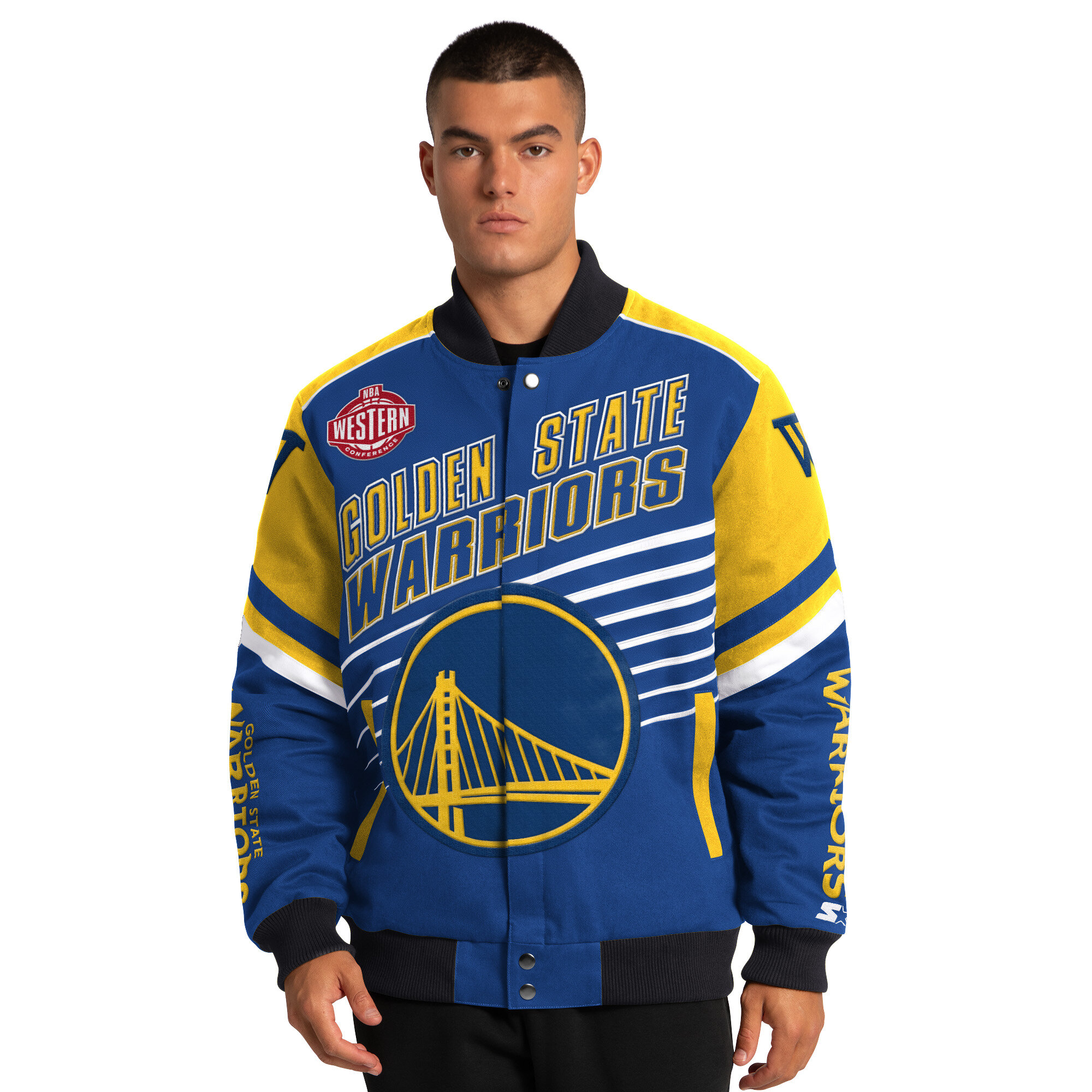 Men's Starter Royal Golden State Warriors Role Player Varsity Full-Snap Jacket