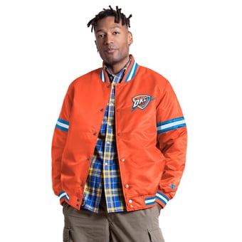 Men's Starter Orange Oklahoma City Thunder Courtside II Varsity Full Snap Jacket