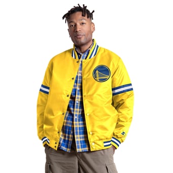 Men's Starter Gold Golden State Warriors Courtside II Varsity Full Snap Jacket