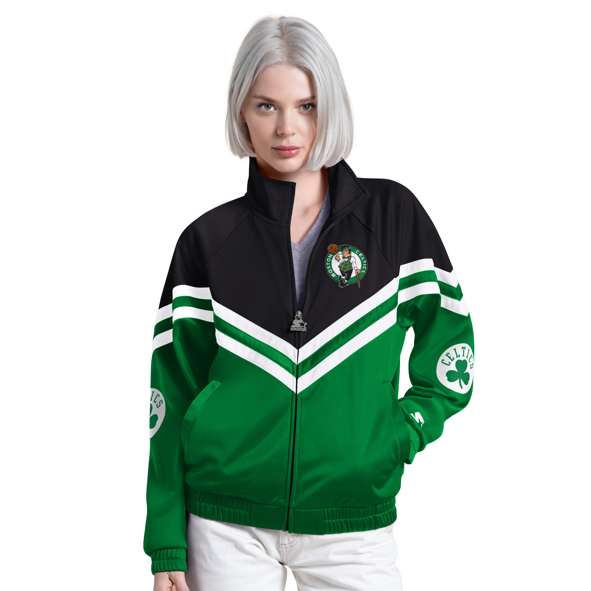 Women's Starter Kelly Green Boston Celtics Fan Club Full-Zip Raglan Track Jacket