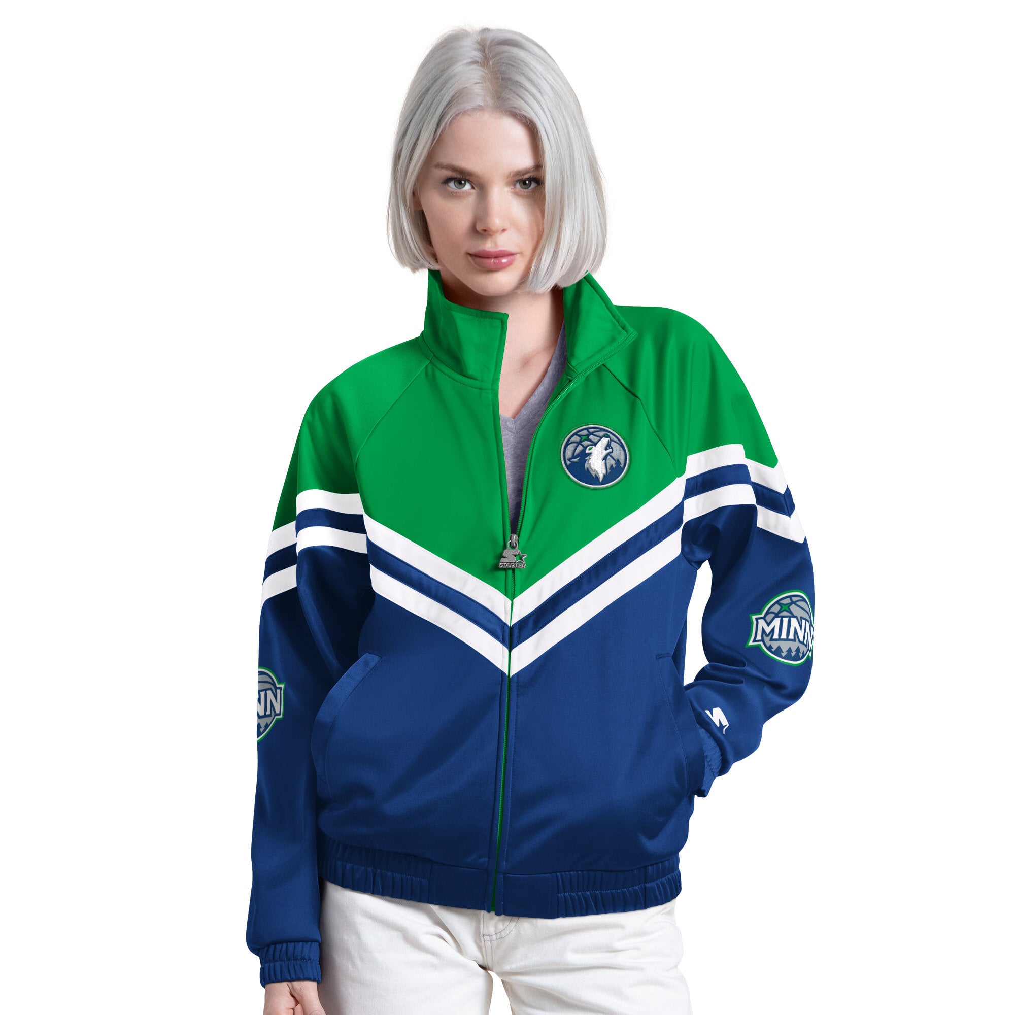 Women's Starter  Navy Minnesota Timberwolves Fan Club Full-Zip Raglan Track Jacket