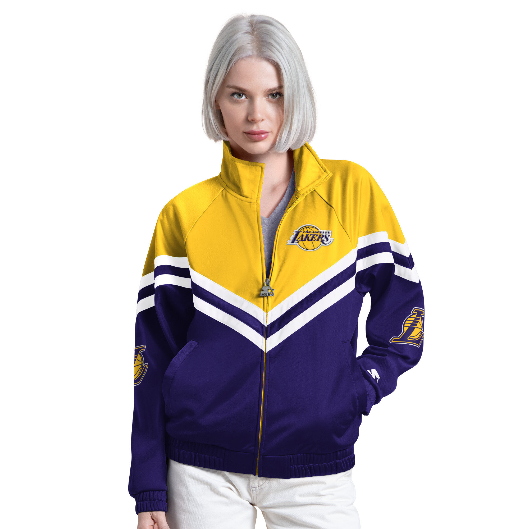 Women's Starter  Purple Los Angeles Lakers Fan Club Full-Zip Raglan Track Jacket