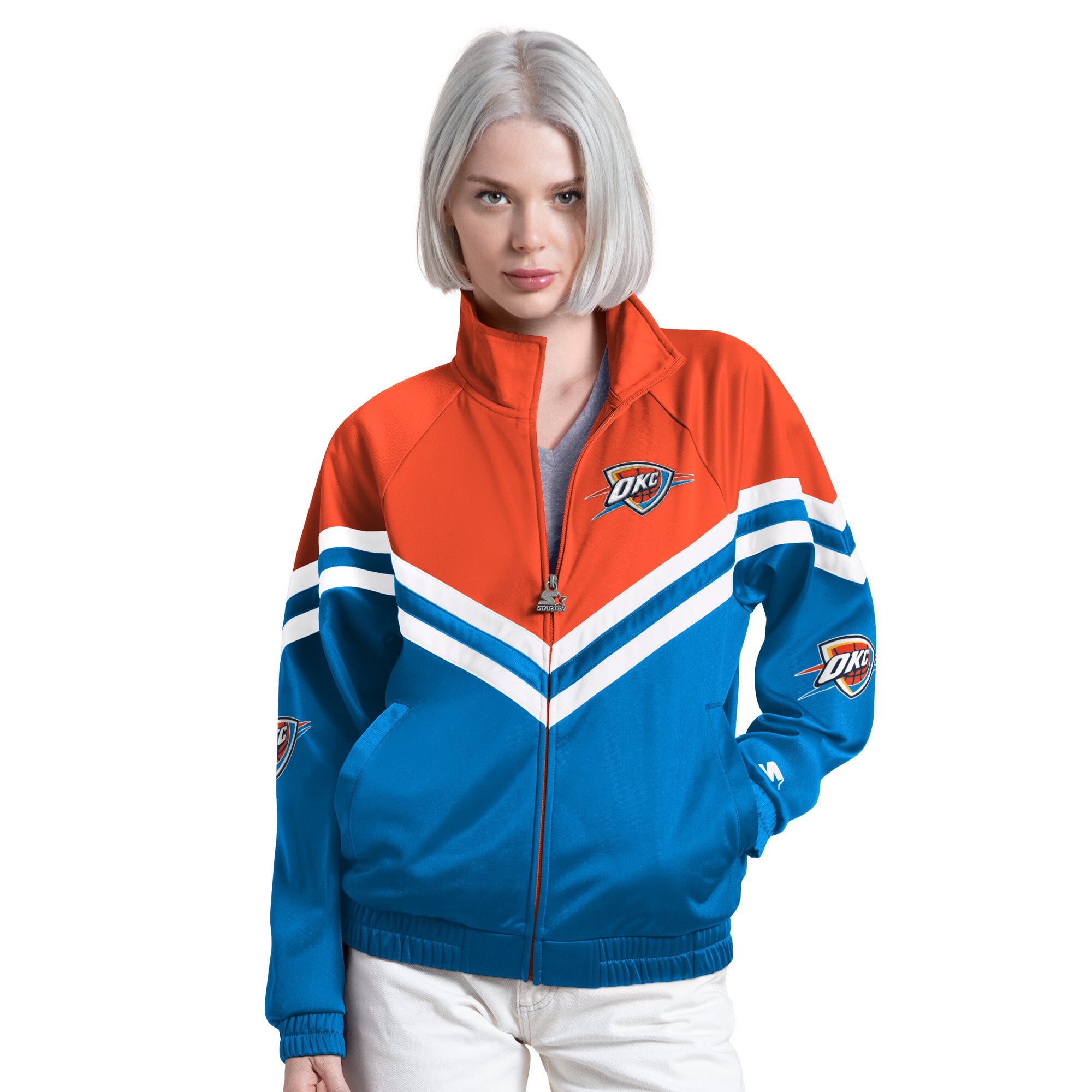 Women's Starter  Blue Oklahoma City Thunder Fan Club Full-Zip Raglan Track Jacket