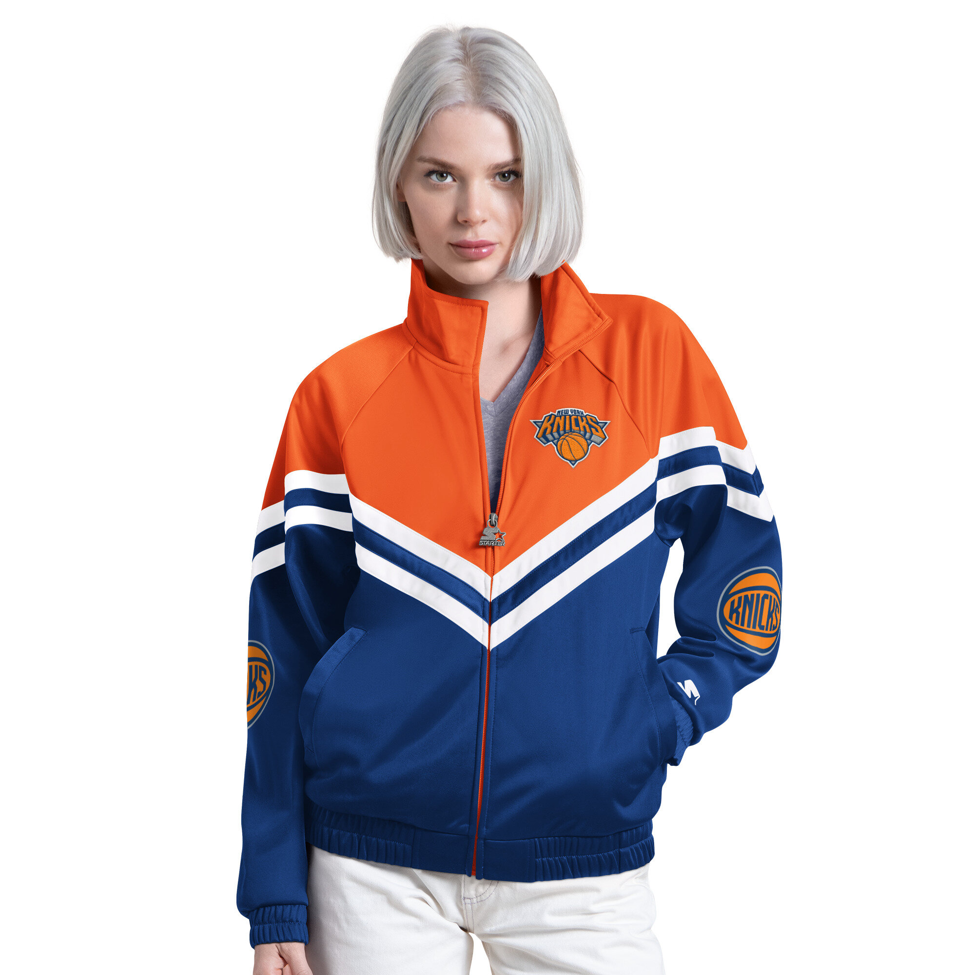 Women's Starter  Royal New York Knicks Fan Club Full-Zip Raglan Track Jacket