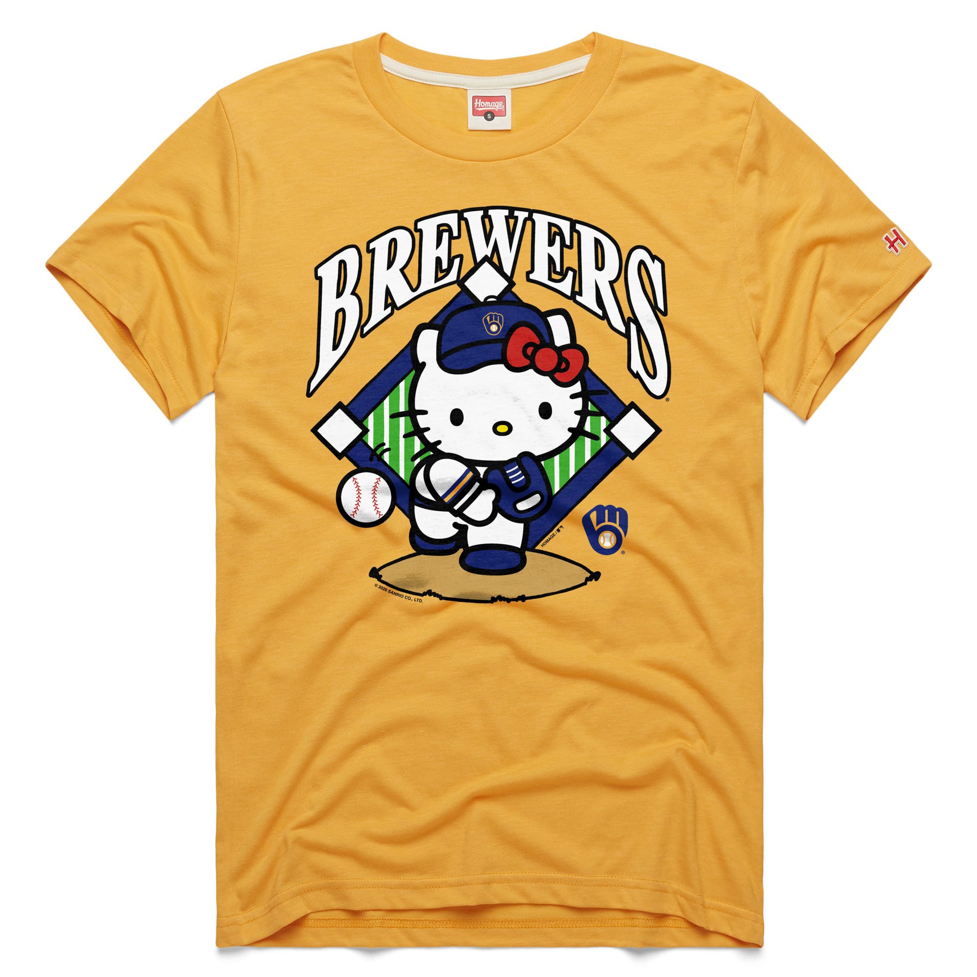 Unisex Homage  Gold Milwaukee Brewers Hello Kitty Tri-Blend T-Shirt