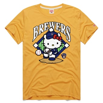 Unisex Homage Gold Milwaukee Brewers Hello Kitty Tri-Blend T-Shirt