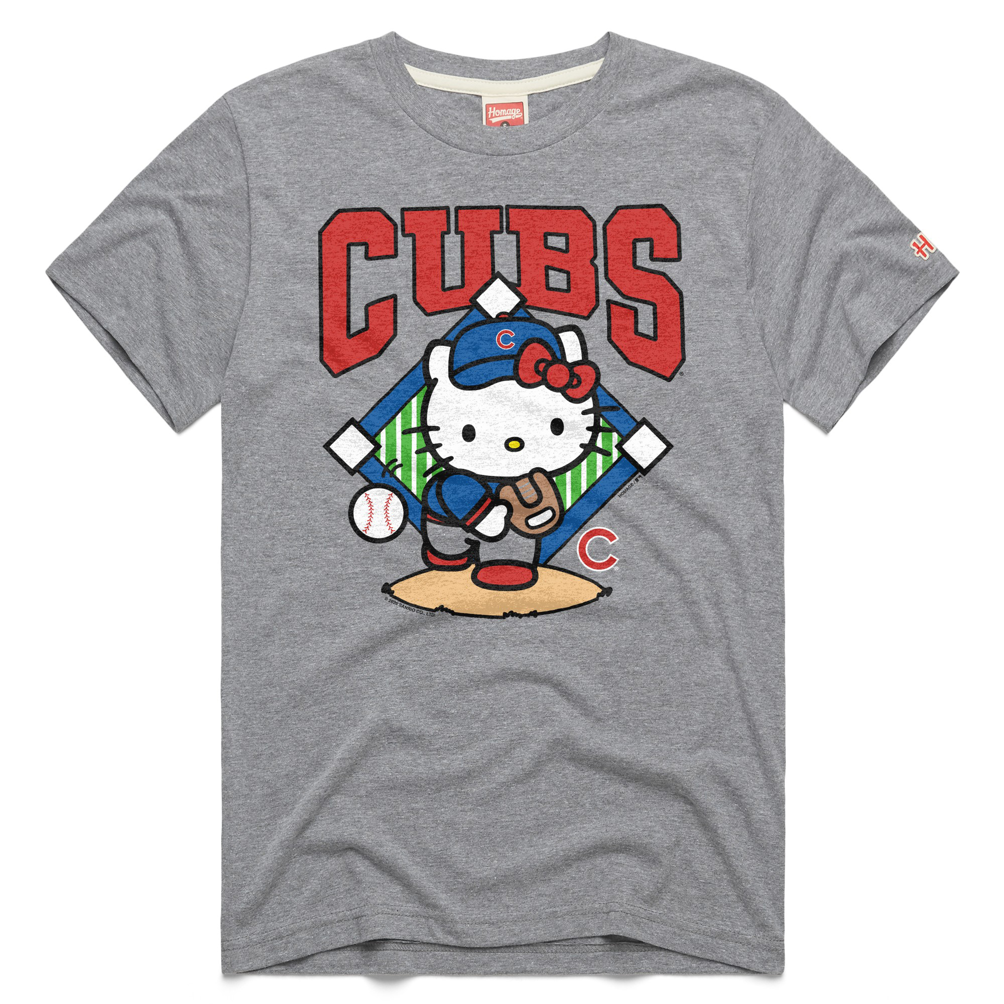 Unisex Homage  Gray Chicago Cubs Hello Kitty Tri-Blend T-Shirt