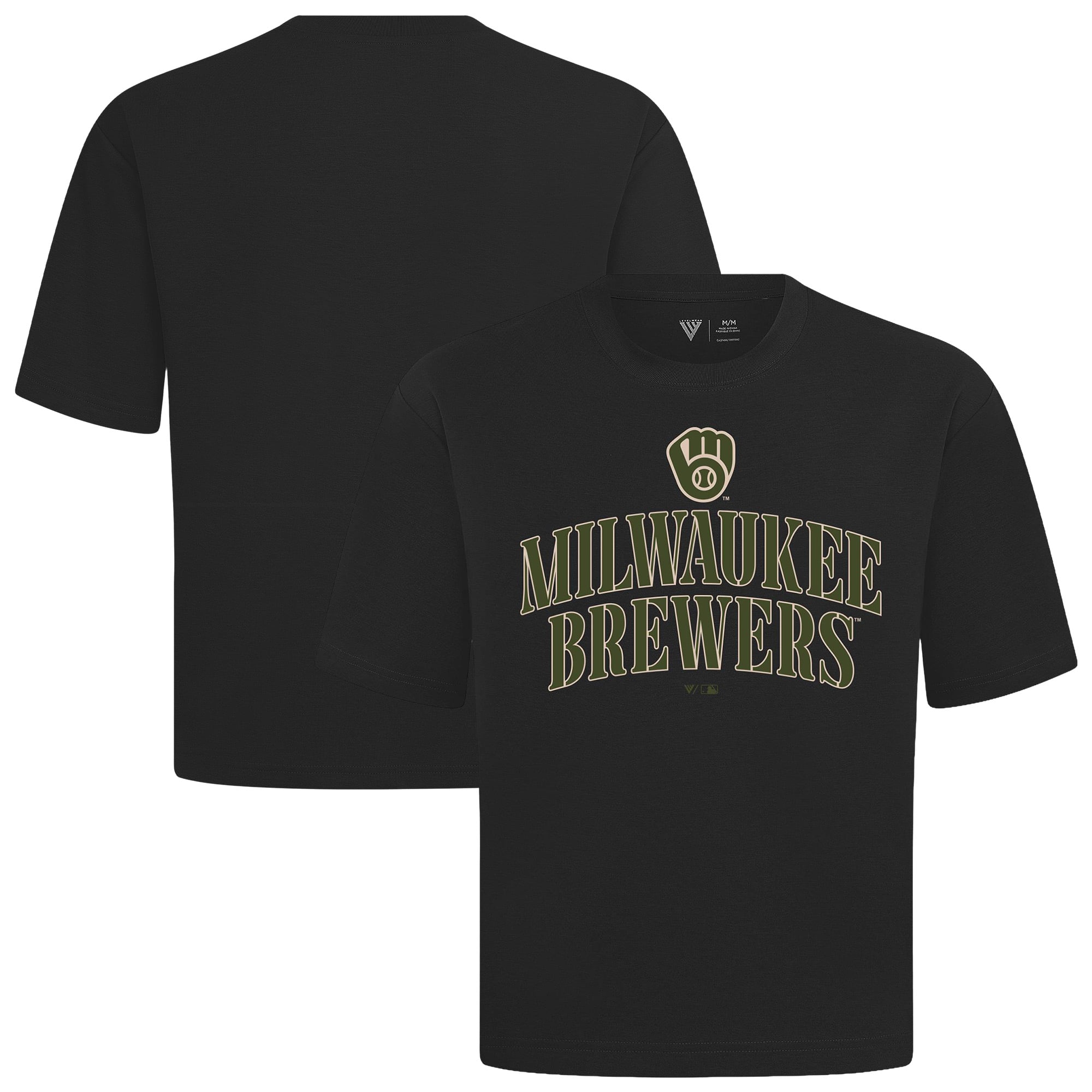 Unisex Levelwear Black Milwaukee Brewers 2026 Armed Forces Day Stencil Arch Luxe Signature Archway Knit T-Shirt