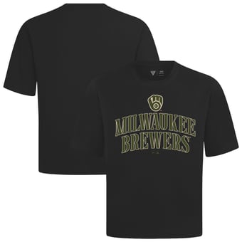 Unisex Levelwear Black Milwaukee Brewers 2026 Armed Forces Day Stencil Arch Luxe Signature Archway Knit T-Shirt