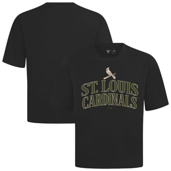 Unisex Levelwear Black St. Louis Cardinals 2026 Armed Forces Day Stencil Arch Luxe Signature Archway Knit T-Shirt