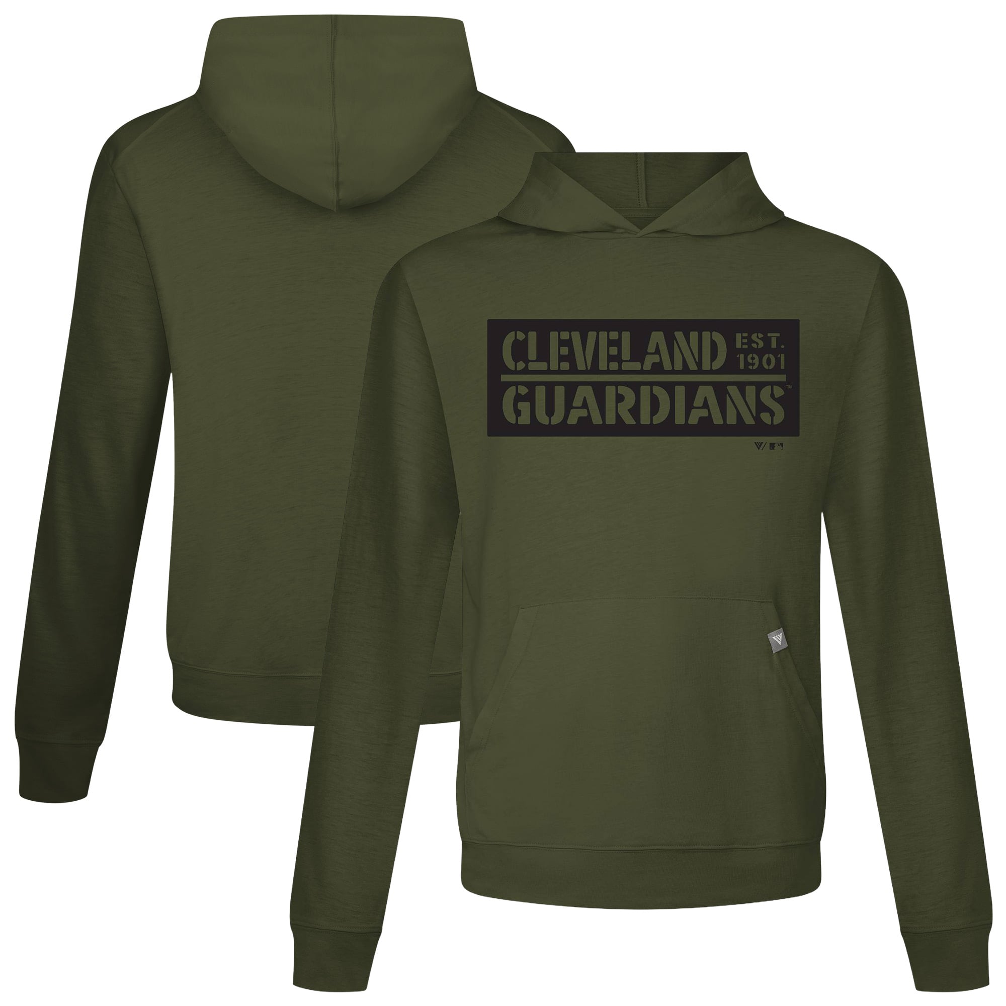 Men's Levelwear Olive Cleveland Guardians 2026 Armed Forces Day Relay Garrison Long Sleeve Hooded T-Shirt