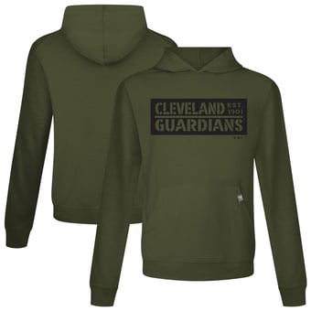 Men's Levelwear Olive Cleveland Guardians 2026 Armed Forces Day Relay Garrison Long Sleeve Hooded T-Shirt