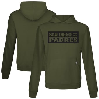 Men's Levelwear Olive San Diego Padres 2026 Armed Forces Day Relay Garrison Long Sleeve Hooded T-Shirt