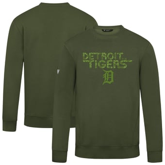 Men's Levelwear Olive Detroit Tigers 2026 Armed Forces Day Lanes Camo Zane Sweatshirt