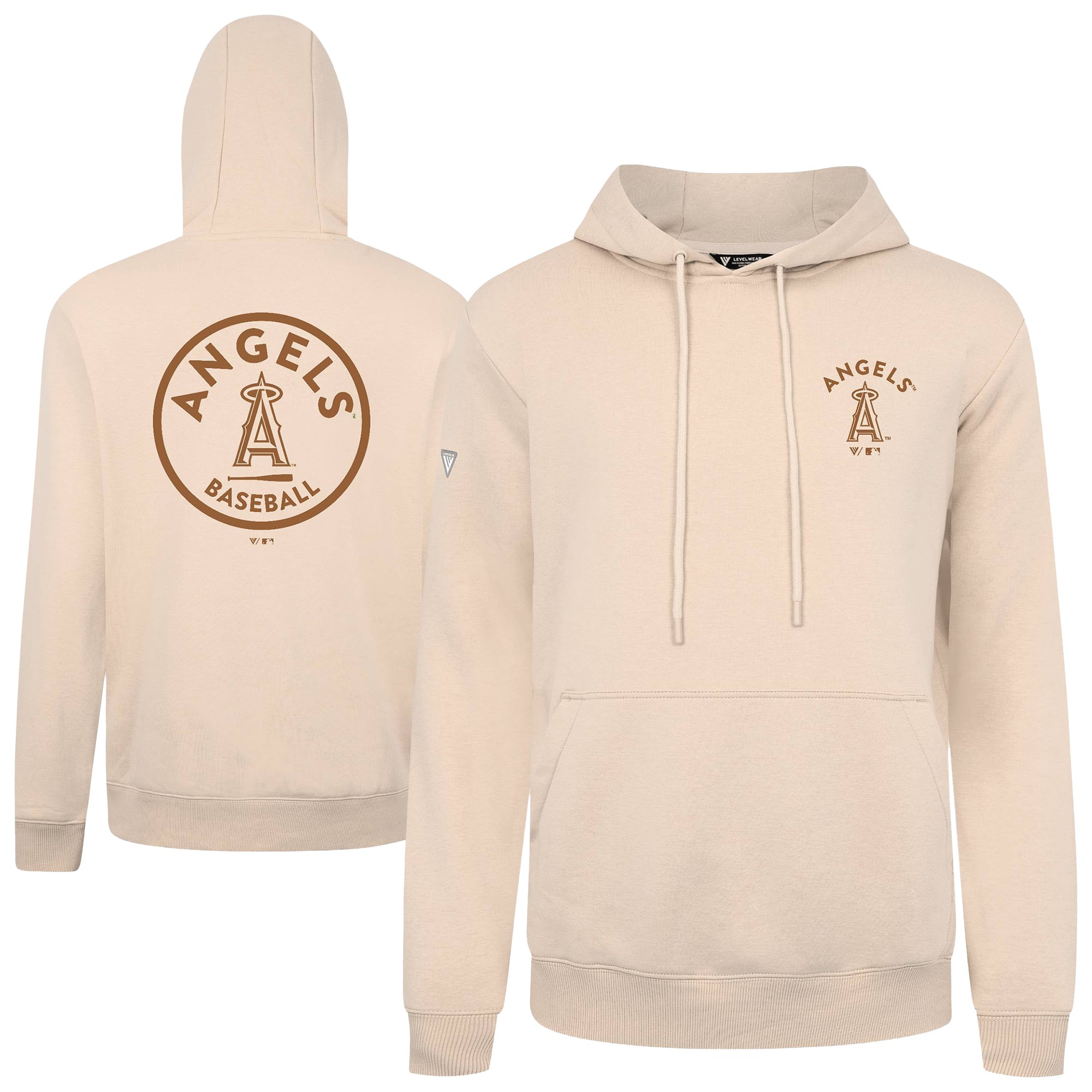 Men's Levelwear Khaki Los Angeles Angels 2026 Armed Forces Day Transit Podium Hoodie