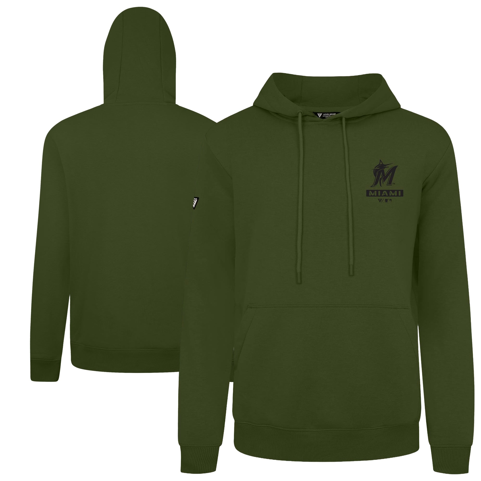 Men's Levelwear Green Miami Marlins 2026 Armed Forces Day Garrison Podium Hoodie