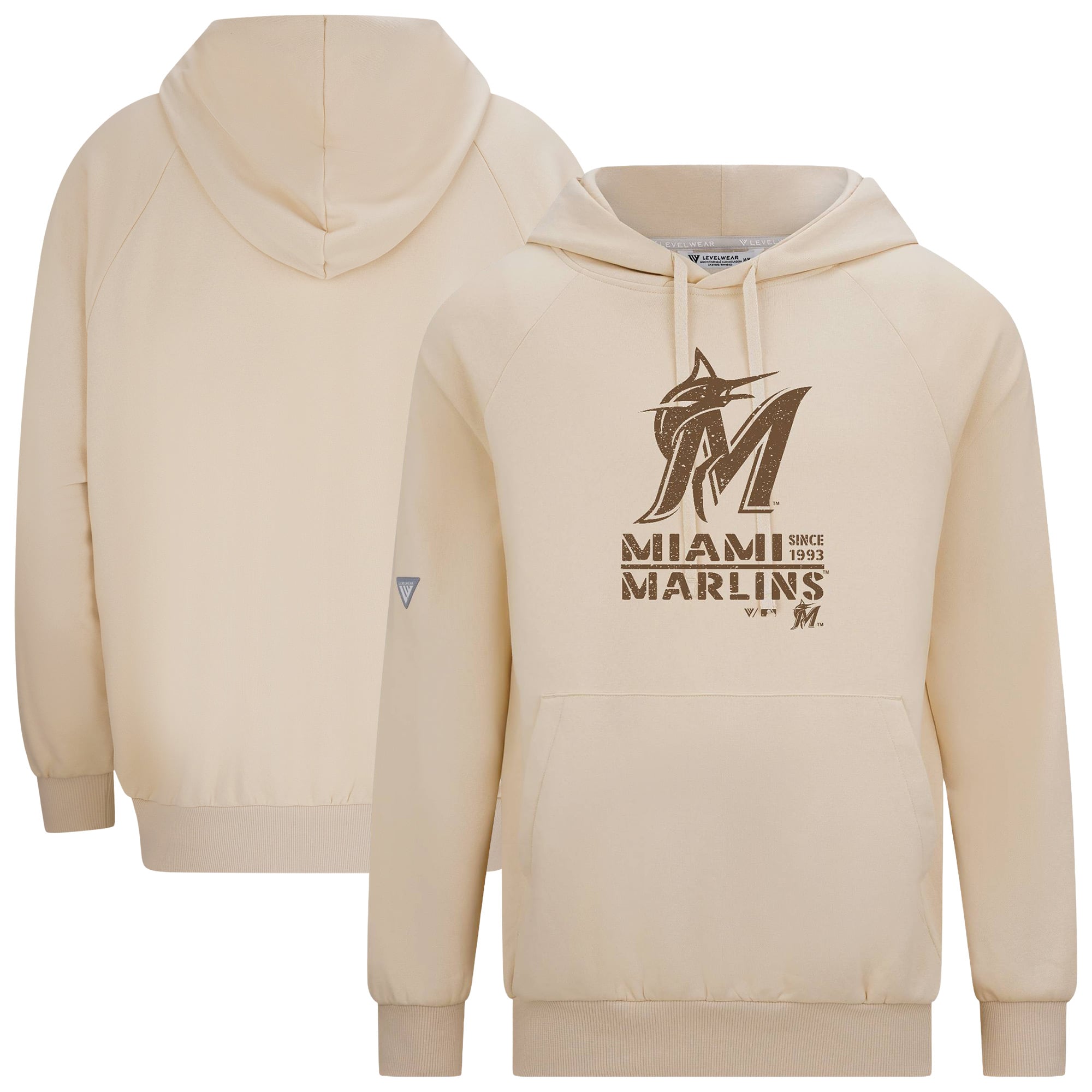 Men's Levelwear Khaki Miami Marlins 2026 Armed Forces Day Sortie Connect Raglan Hoodie