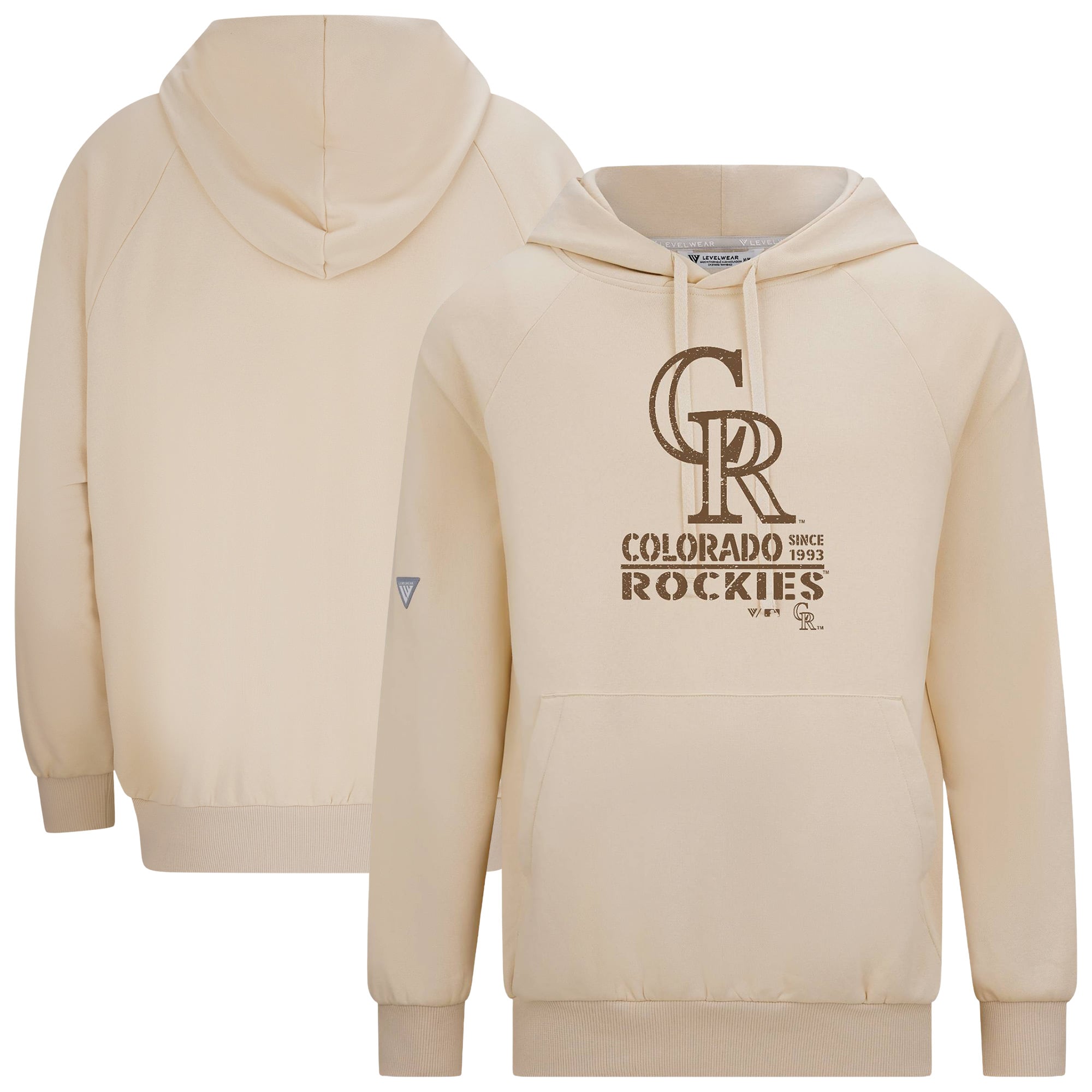 Men's Levelwear Khaki Colorado Rockies 2026 Armed Forces Day Sortie Connect Raglan Hoodie