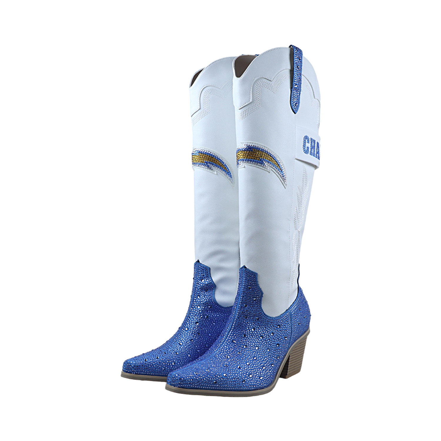Women's FABGATING by Cuce  White Los Angeles Chargers Crystal Cowboy Boots