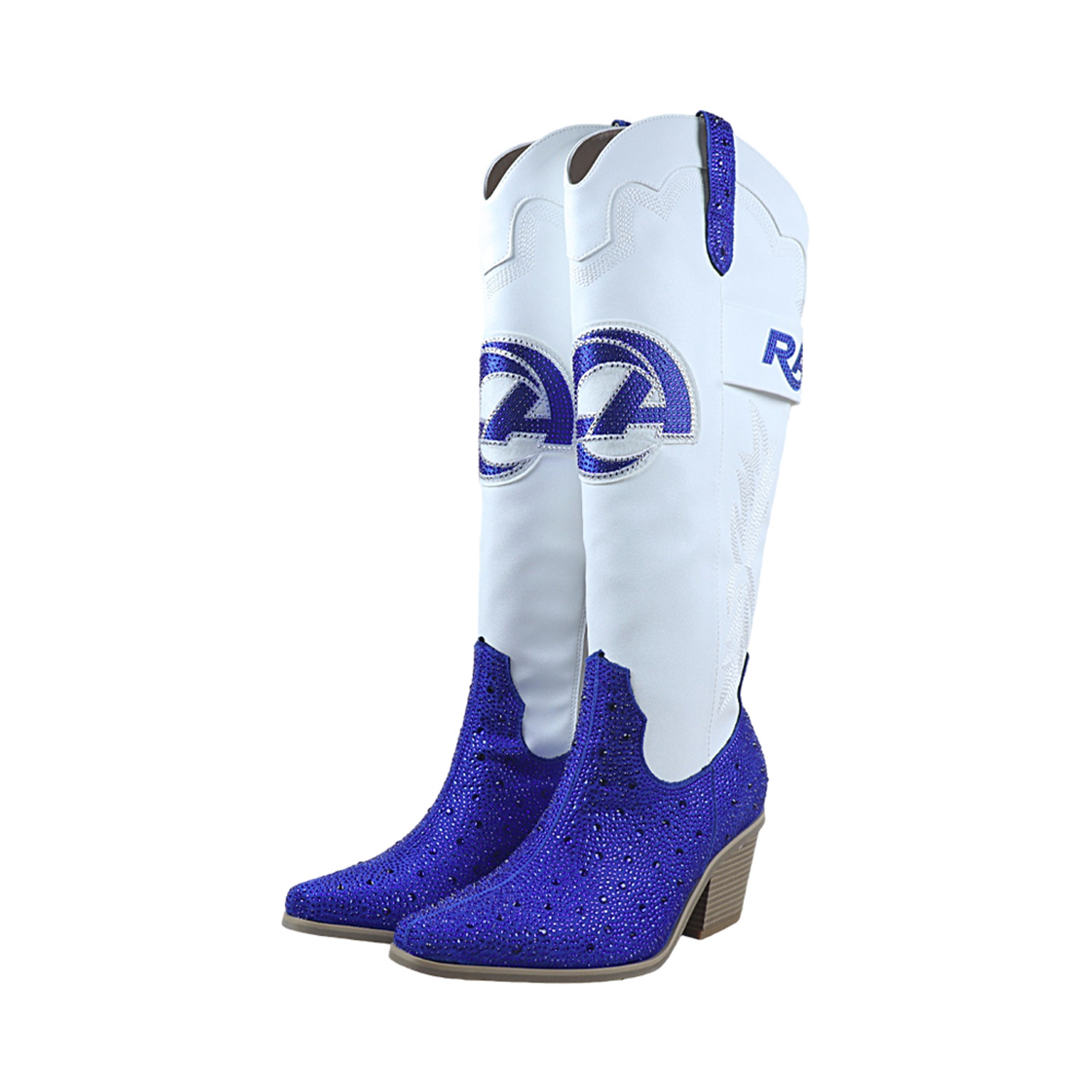 Women's FABGATING by Cuce  White Los Angeles Rams Crystal Cowboy Boots