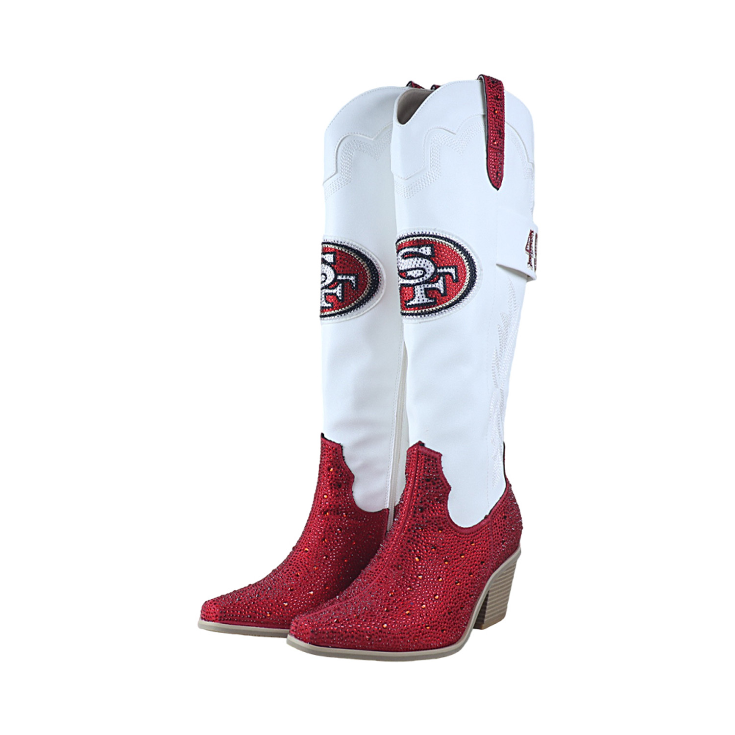 Fabgating By Cuce Women's White San Francisco 49ers Crystal Cowboy Boots - White, Scarlet