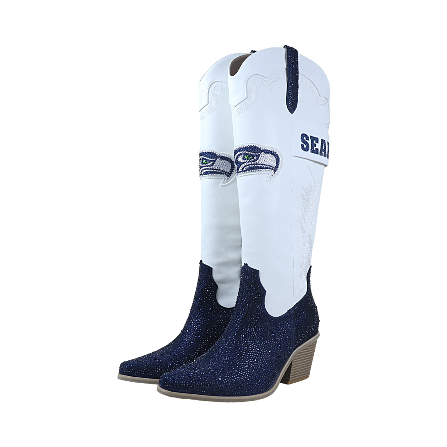 Women's FABGATING by Cuce White Seattle Seahawks Crystal Cowboy Boots