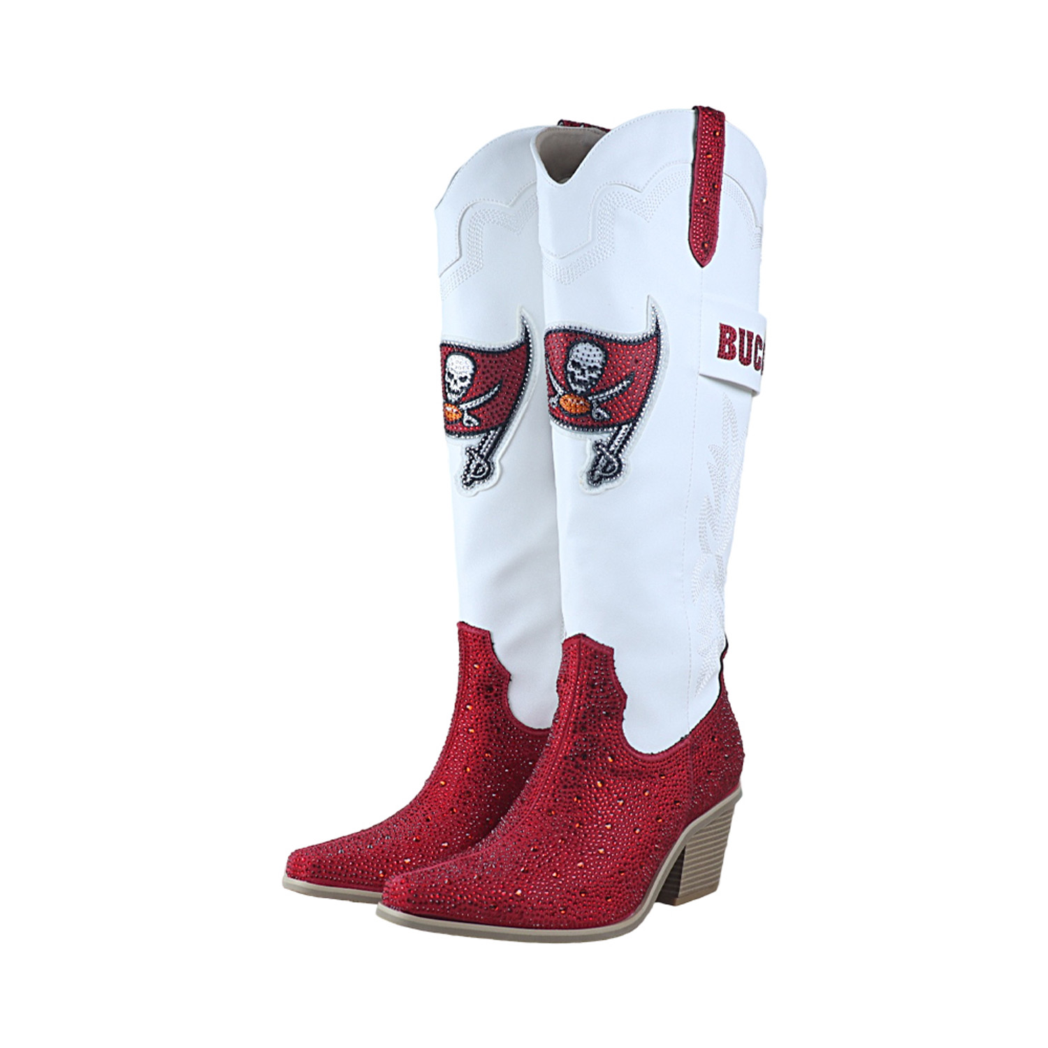 Women's FABGATING by Cuce White Tampa Bay Buccaneers Crystal Cowboy Boots