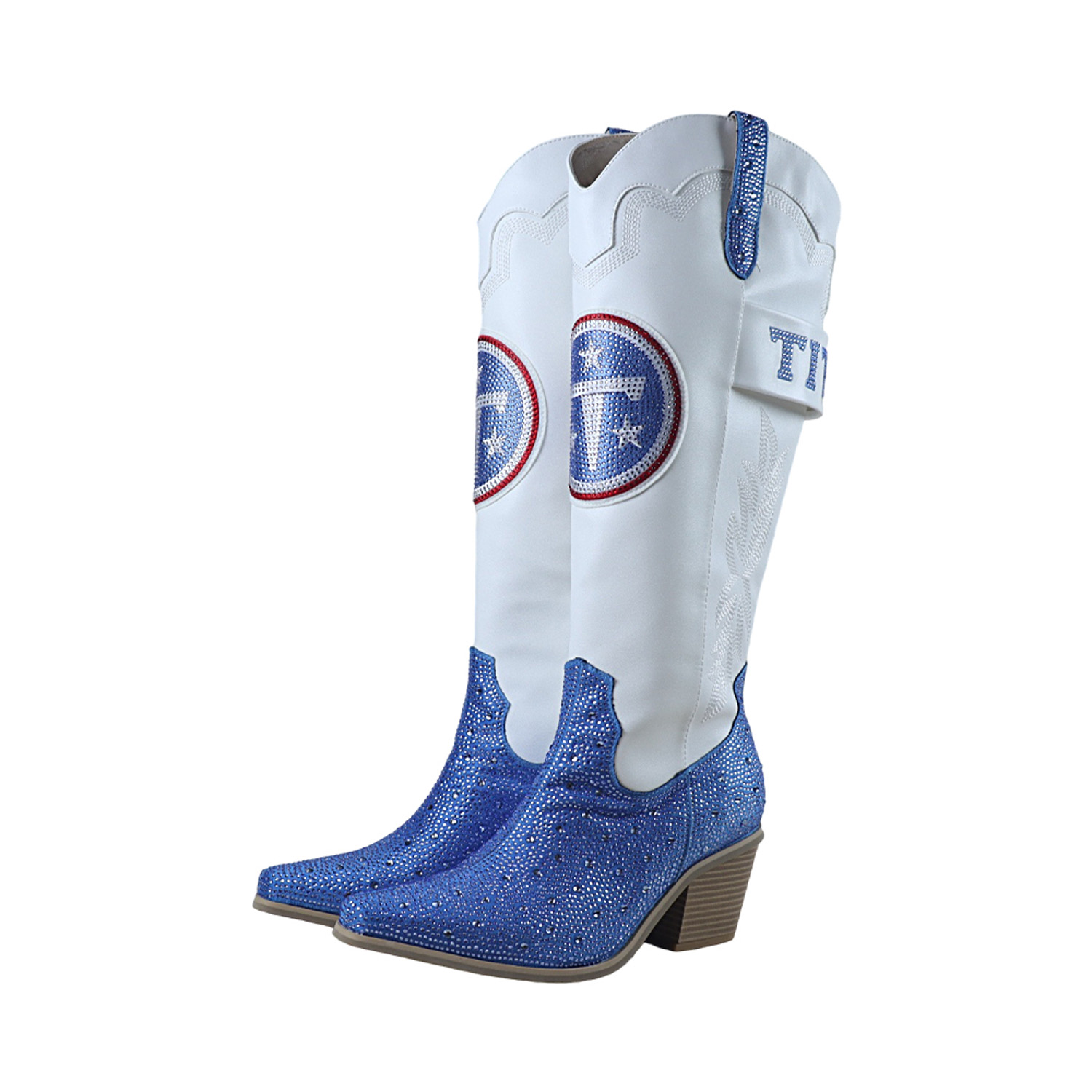 Women's FABGATING by Cuce  White Tennessee Titans Crystal Cowboy Boots