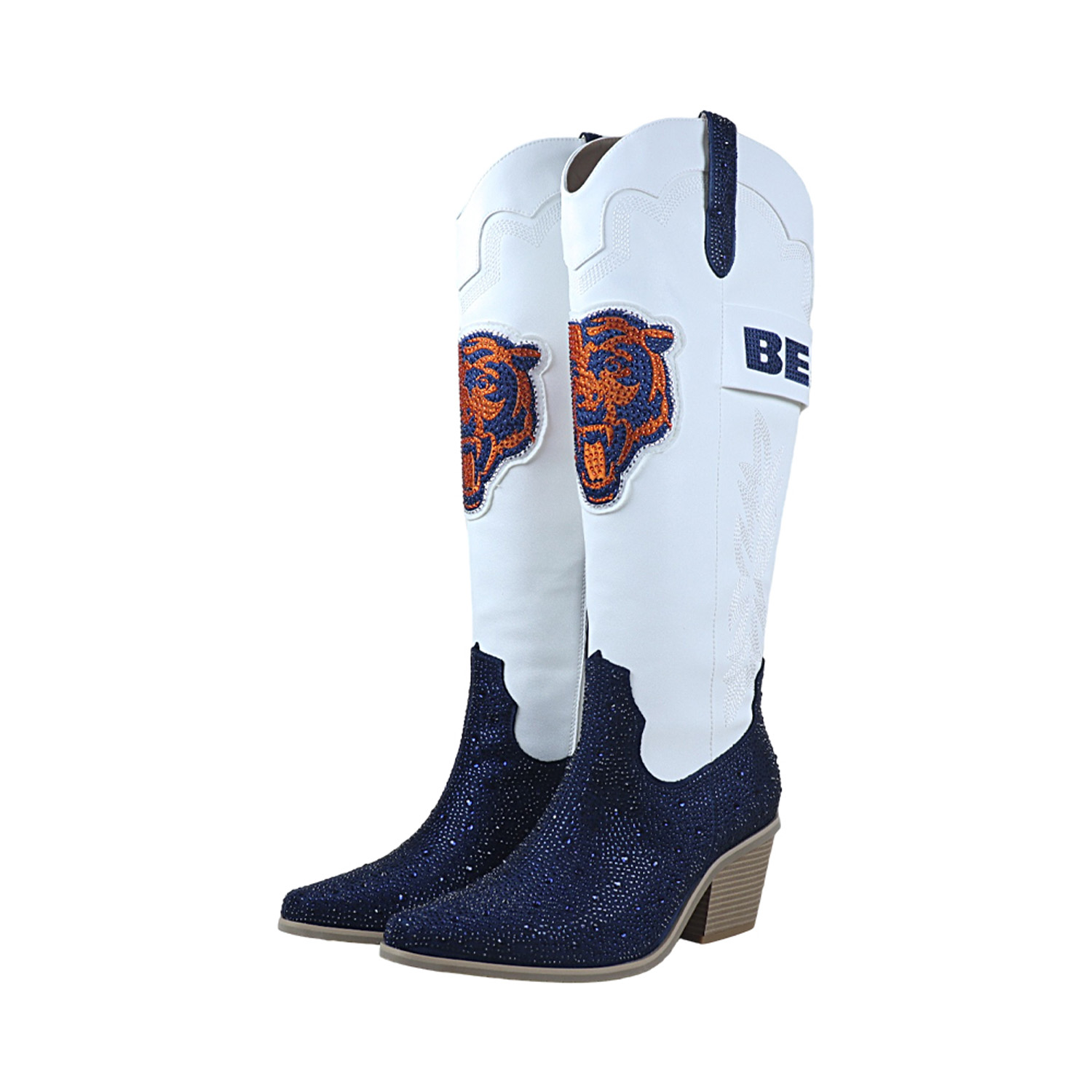 Women's FABGATING by Cuce  White Chicago Bears Crystal Cowboy Boots