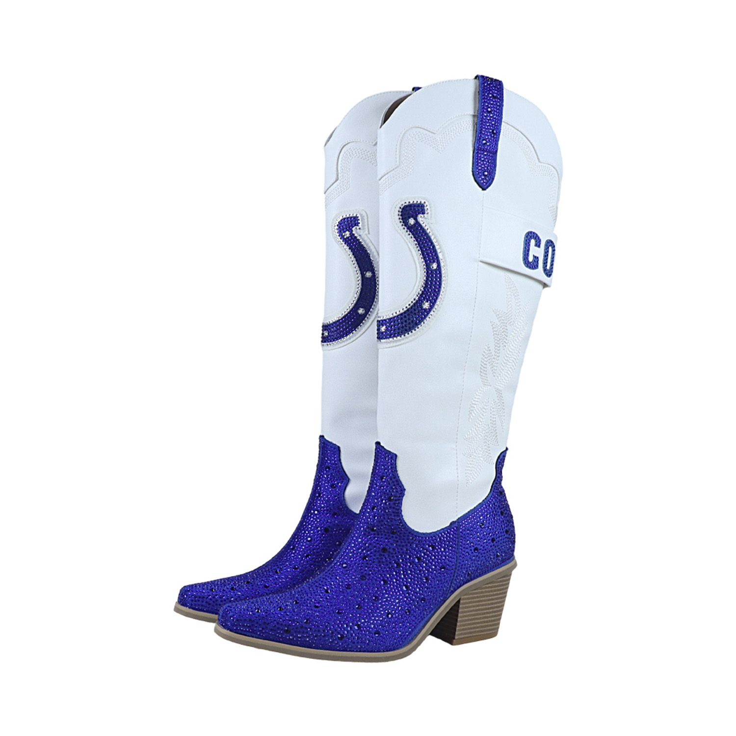 Women's FABGATING by Cuce White Indianapolis Colts Crystal Cowboy Boots