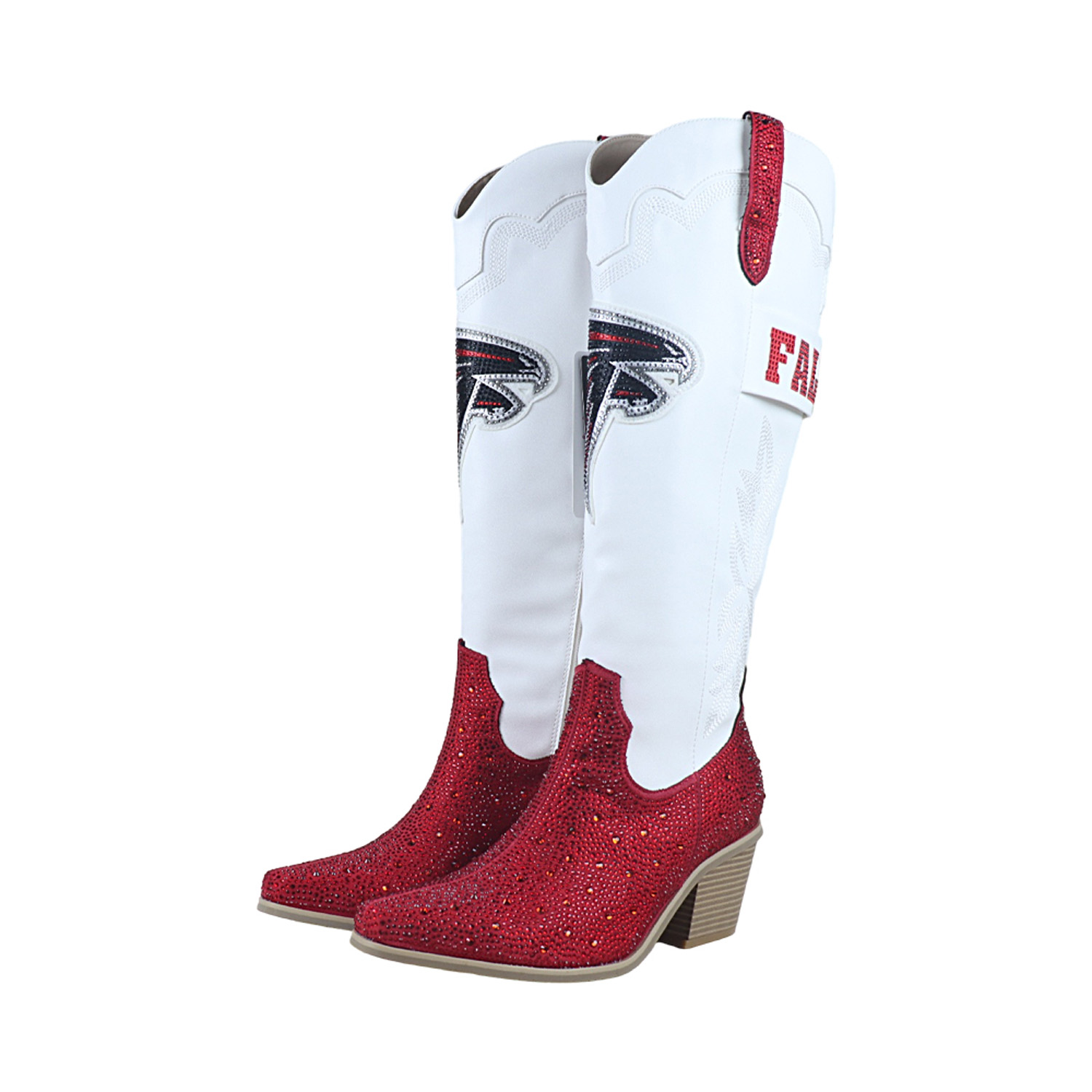 Women's FABGATING by Cuce  White Atlanta Falcons Crystal Cowboy Boots