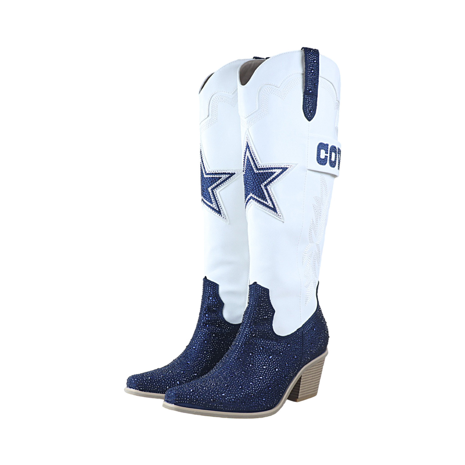 Fabgating By Cuce Women's White Dallas Cowboys Crystal Cowboy Boots - White, Navy